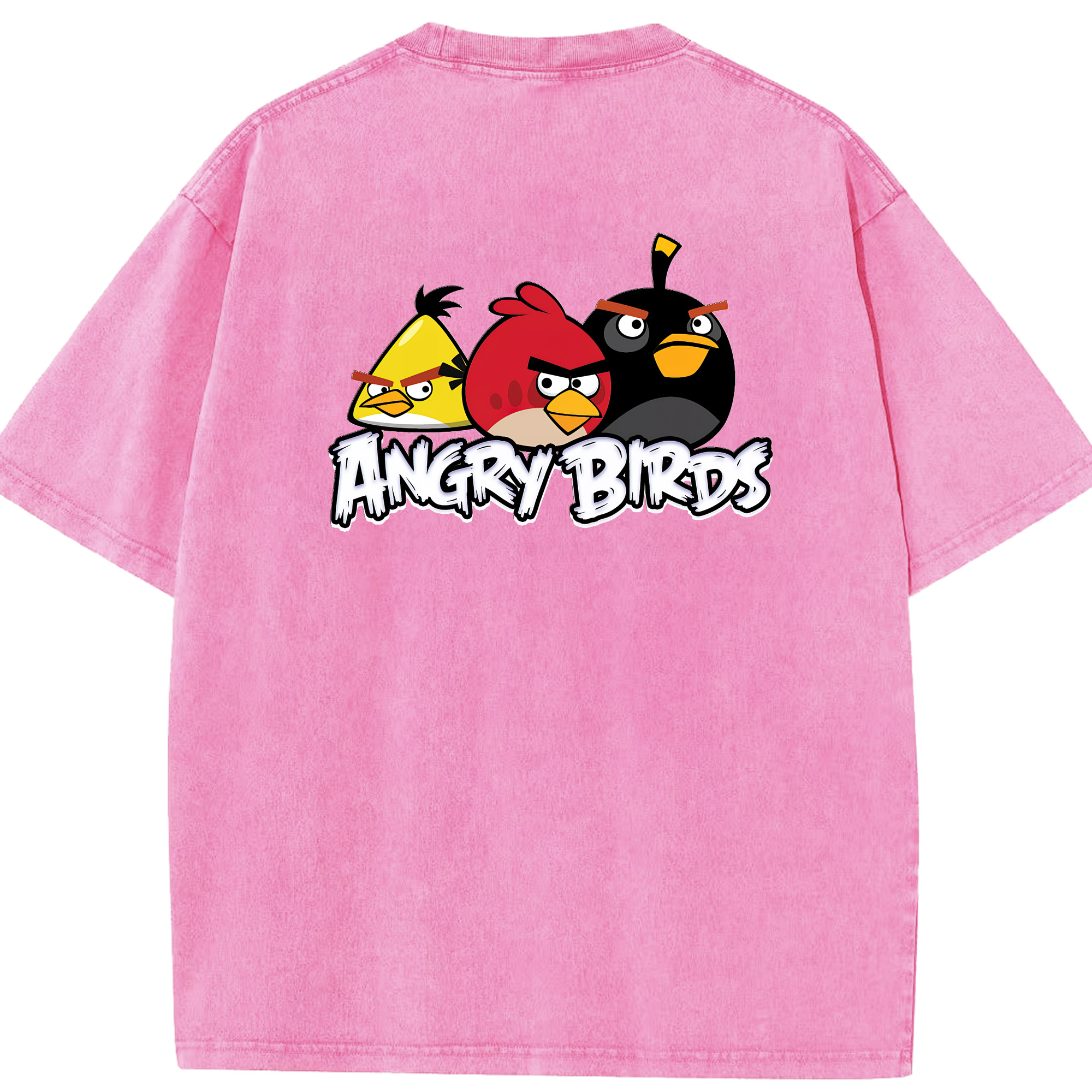 （画像用） Angry Birds アングリーバード 綿100% ヴィンテージ風 半袖Tシャツ（背面プリント）